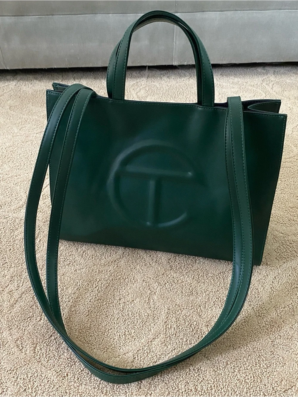 Telfar Medium Shopping Bag Dark Olive Vegan Leather Tote Crossbody